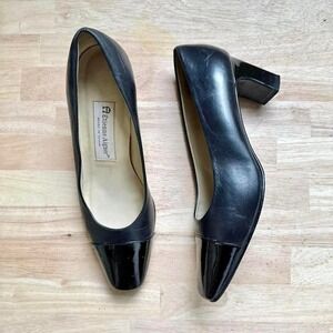 Vintage 90s black heel size 7.5 narrow leather etienne aigner